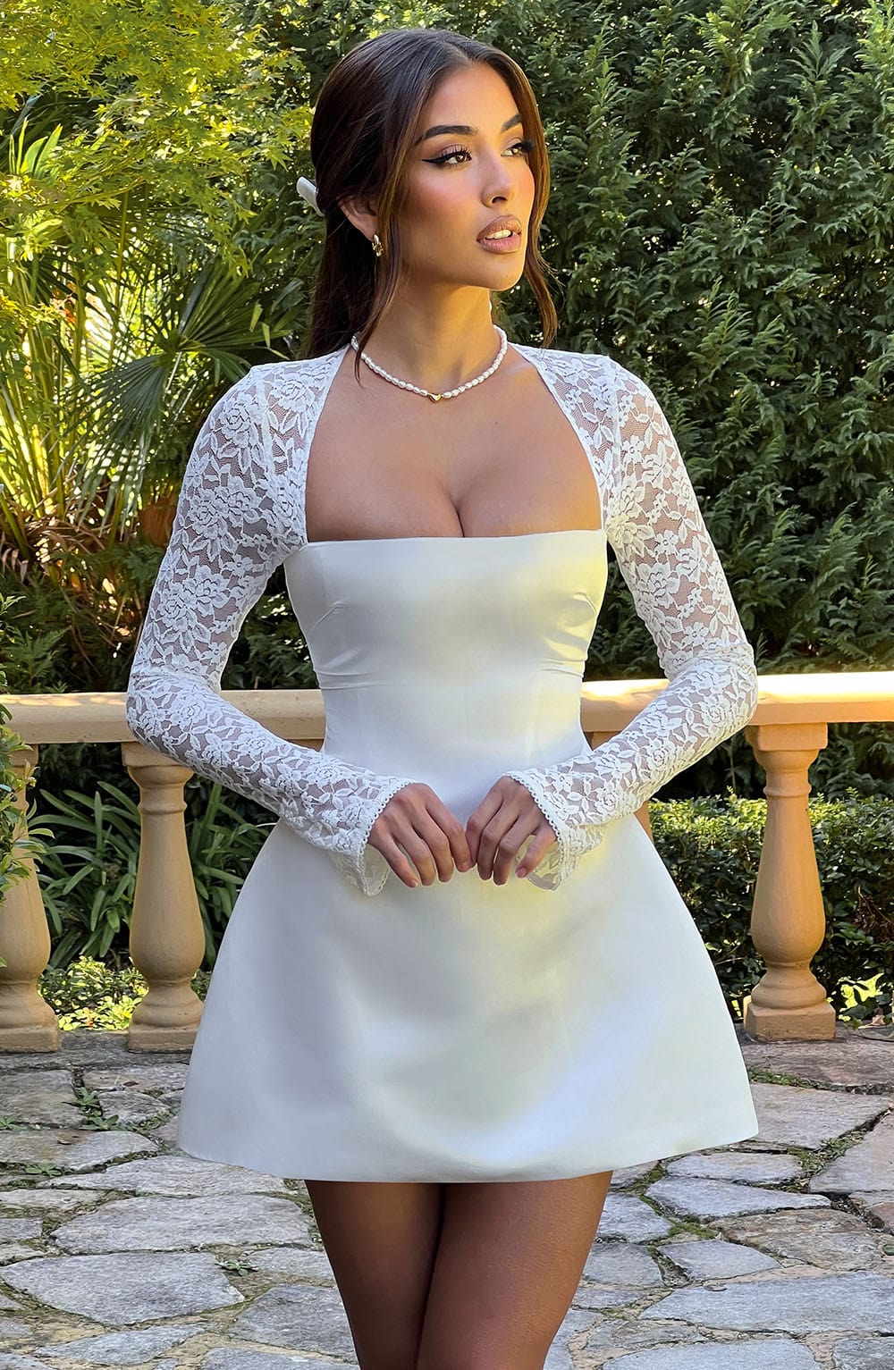 Velorage Arika Saten Dantel Mini Elbise