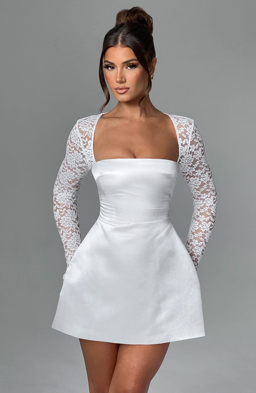 Velorage Arika Saten Dantel Mini Elbise
