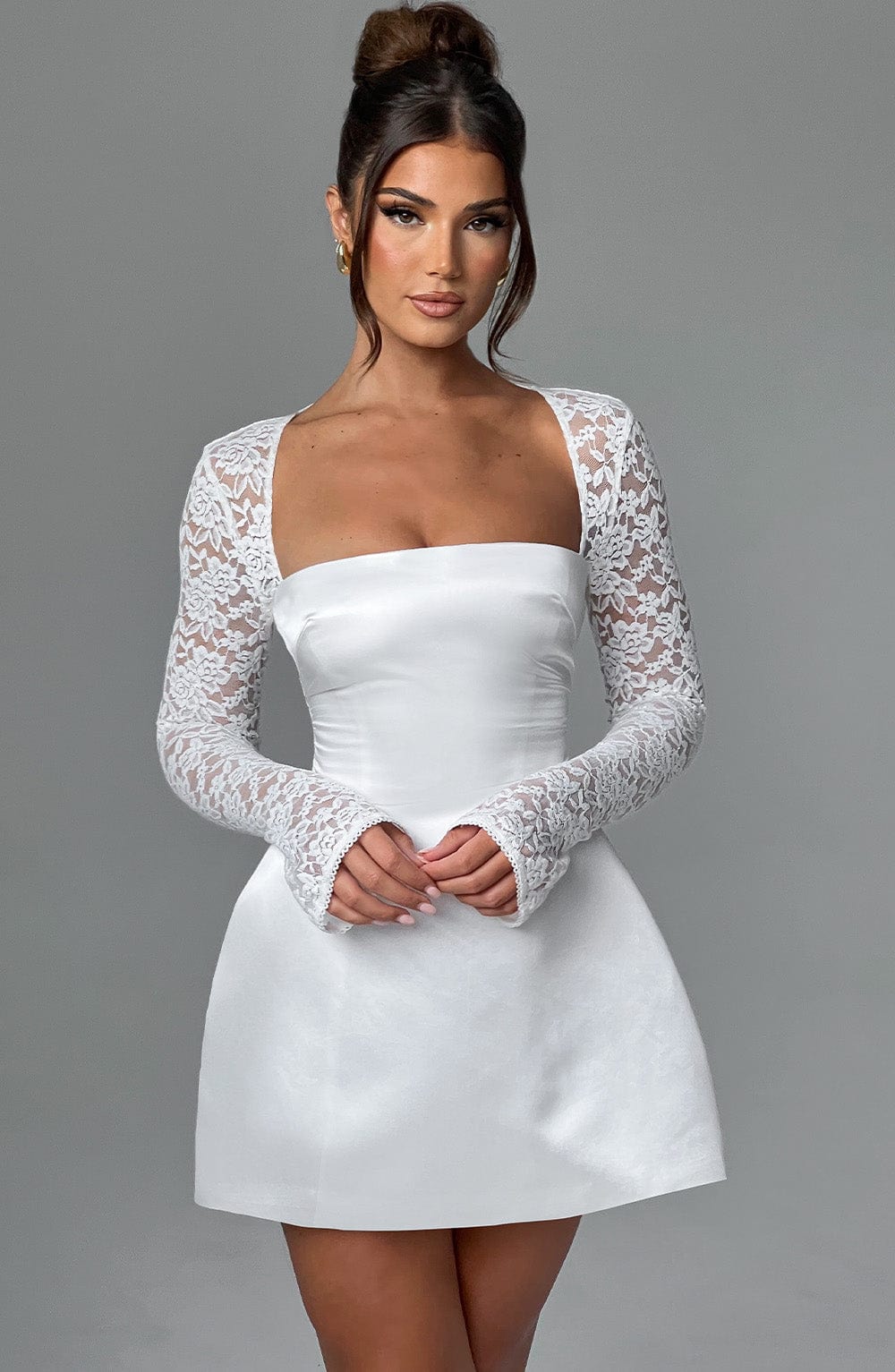 Velorage Arika Saten Dantel Mini Elbise