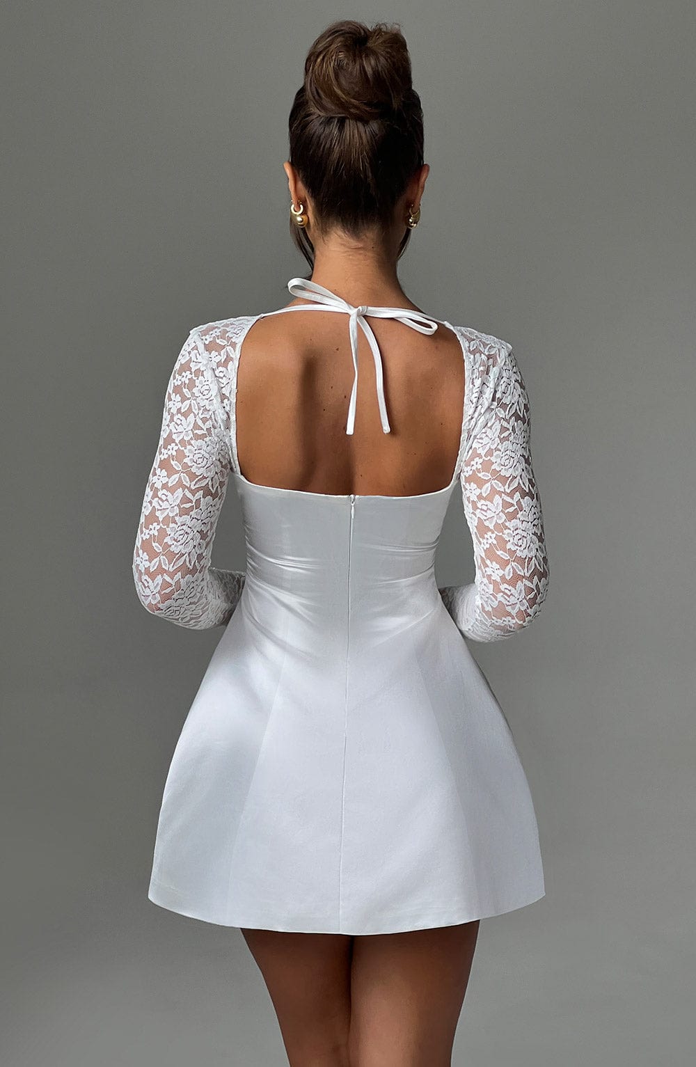 Velorage Arika Saten Dantel Mini Elbise | BBF3607-D - IVORY - XS | BBF3607-D - IVORY - S | BBF3607-D - IVORY - M | BBF3607-D - IVORY - L | BBF3607-D - IVORY - XL | BBF3607-D - IVORY - XXL