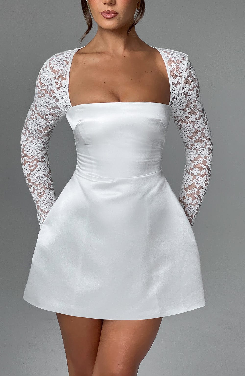 Velorage Arika Saten Dantel Mini Elbise