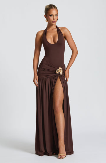 Velorage Tori Erik Kahverengisi Maxi Etek | BBF4070-SK - PLUM BROWN - XS | BBF4070-SK - PLUM BROWN - S | BBF4070-SK - PLUM BROWN - M | BBF4070-SK - PLUM BROWN - L | BBF4070-SK - PLUM BROWN - XL | BBF4070-SK - PLUM BROWN - XXL