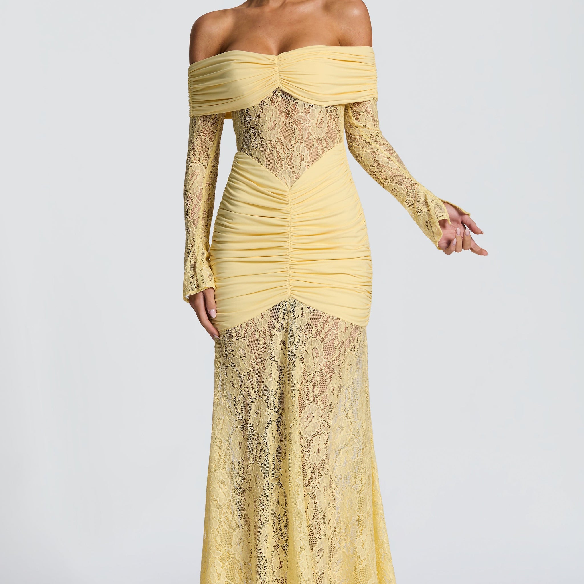 Velorage Myleigh Limon Dantel Maksi Elbise | BBF4146-D - LEMON - XS | BBF4146-D - LEMON - S | BBF4146-D - LEMON - M | BBF4146-D - LEMON - L | BBF4146-D - LEMON - XL | BBF4146-D - LEMON - XXL