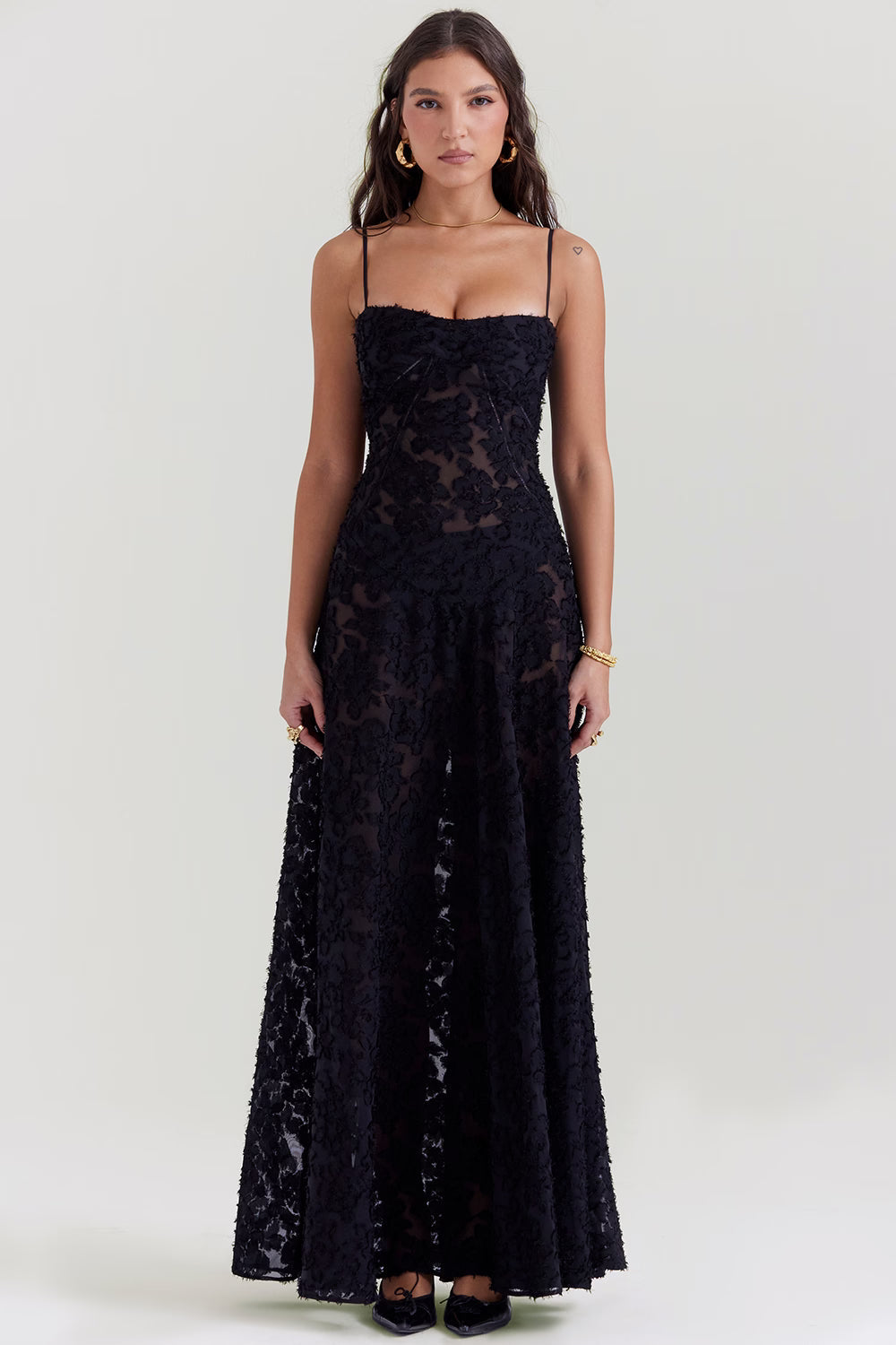 Velorage Julieann Cicek Dantelli Maxi Elbise | Beyaz-XS | Beyaz-S | Beyaz-M | Beyaz-L | Beyaz-XL