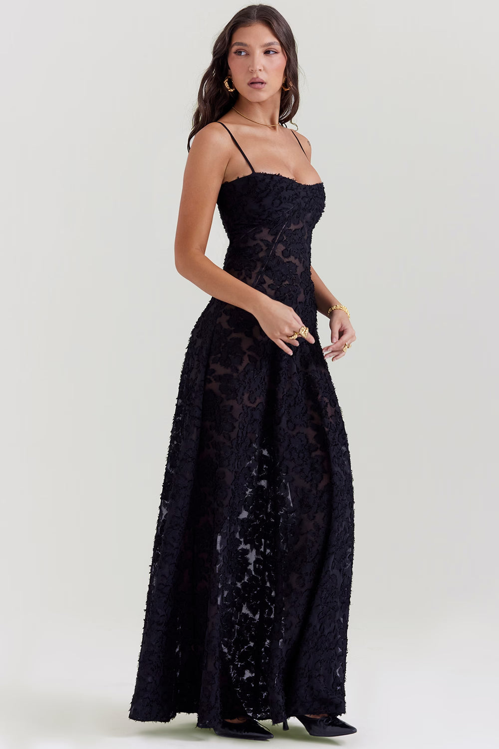 Velorage Julieann Cicek Dantelli Maxi Elbise | Beyaz-XS | Beyaz-S | Beyaz-M | Beyaz-L | Beyaz-XL