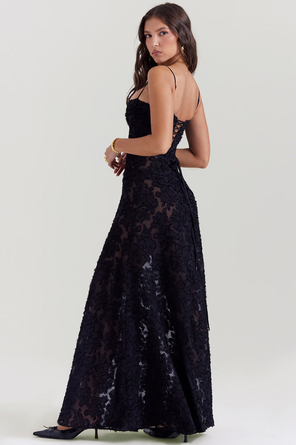 Velorage Julieann Cicek Dantelli Maxi Elbise | Beyaz-XS | Beyaz-S | Beyaz-M | Beyaz-L | Beyaz-XL