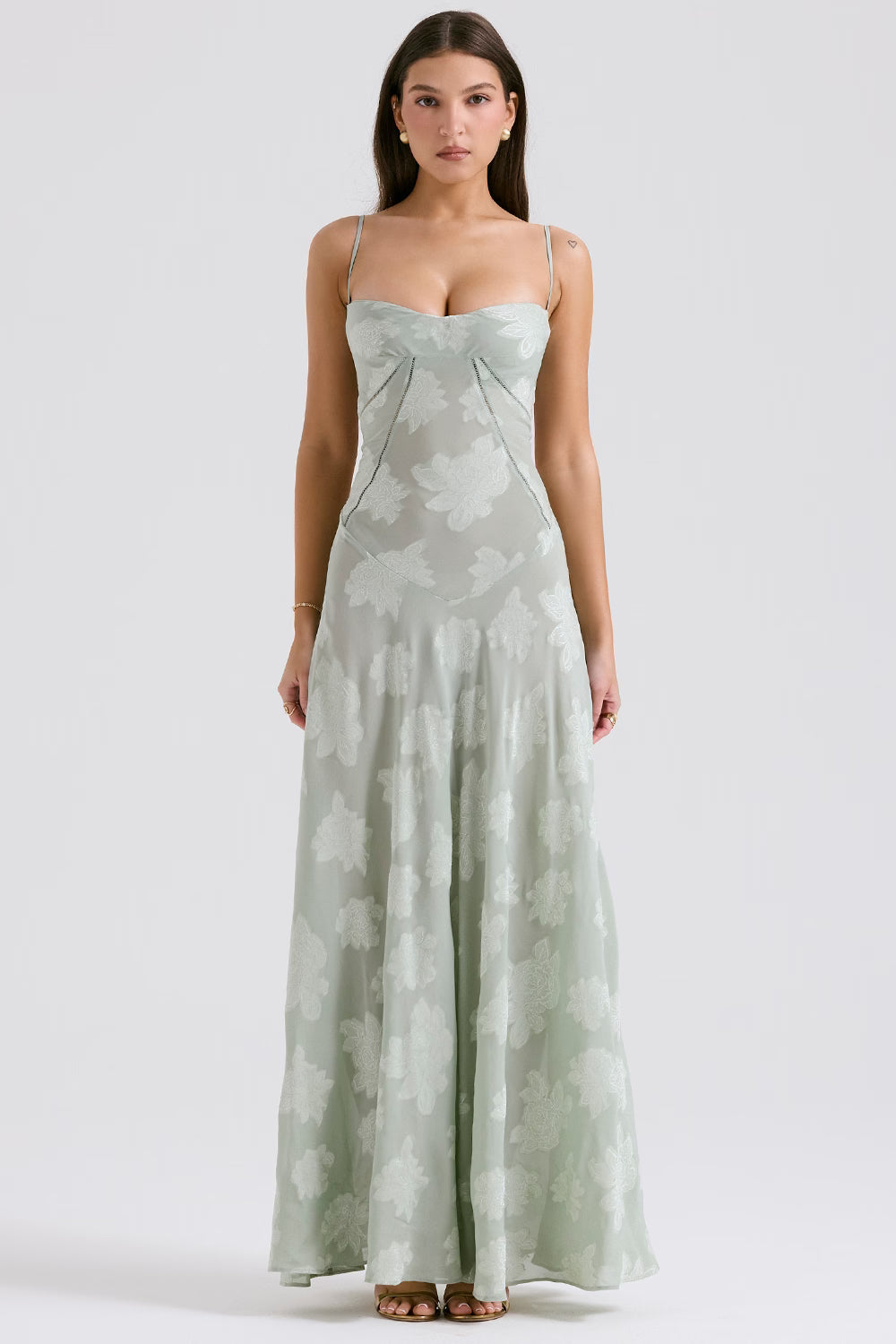 Velorage Julieann Cicek Dantelli Maxi Elbise | Orkide-XS | Orkide-S | Orkide-M | Orkide-L | Orkide-XL