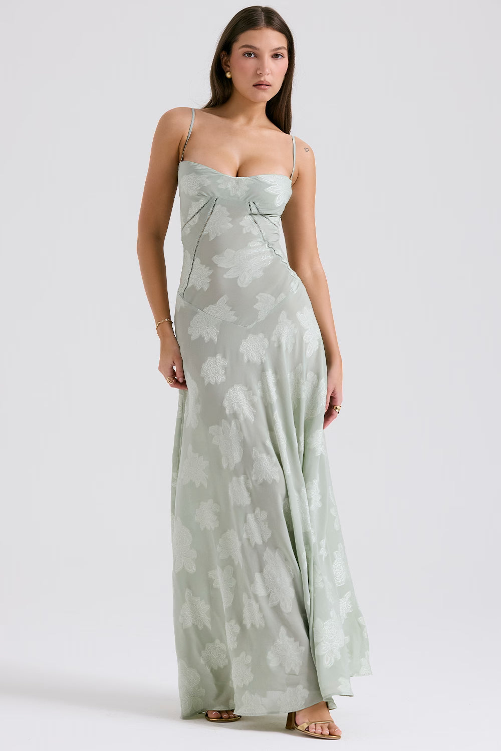 Velorage Julieann Cicek Dantelli Maxi Elbise | Orkide-XS | Orkide-S | Orkide-M | Orkide-L | Orkide-XL
