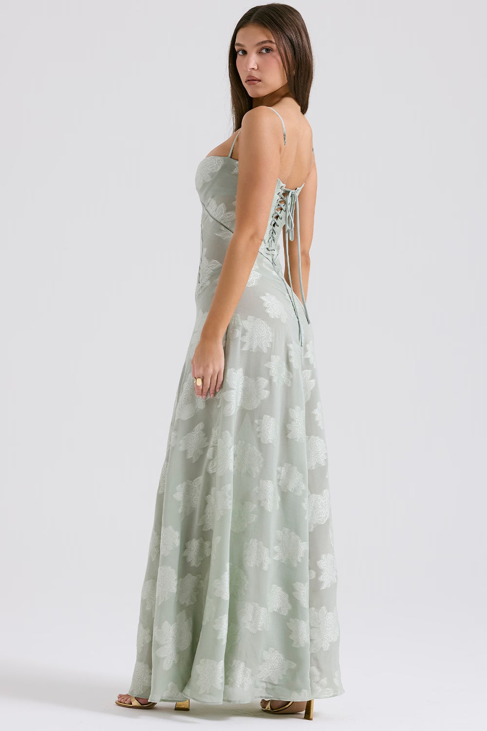 Velorage Julieann Cicek Dantelli Maxi Elbise | Orkide-XS | Orkide-S | Orkide-M | Orkide-L | Orkide-XL