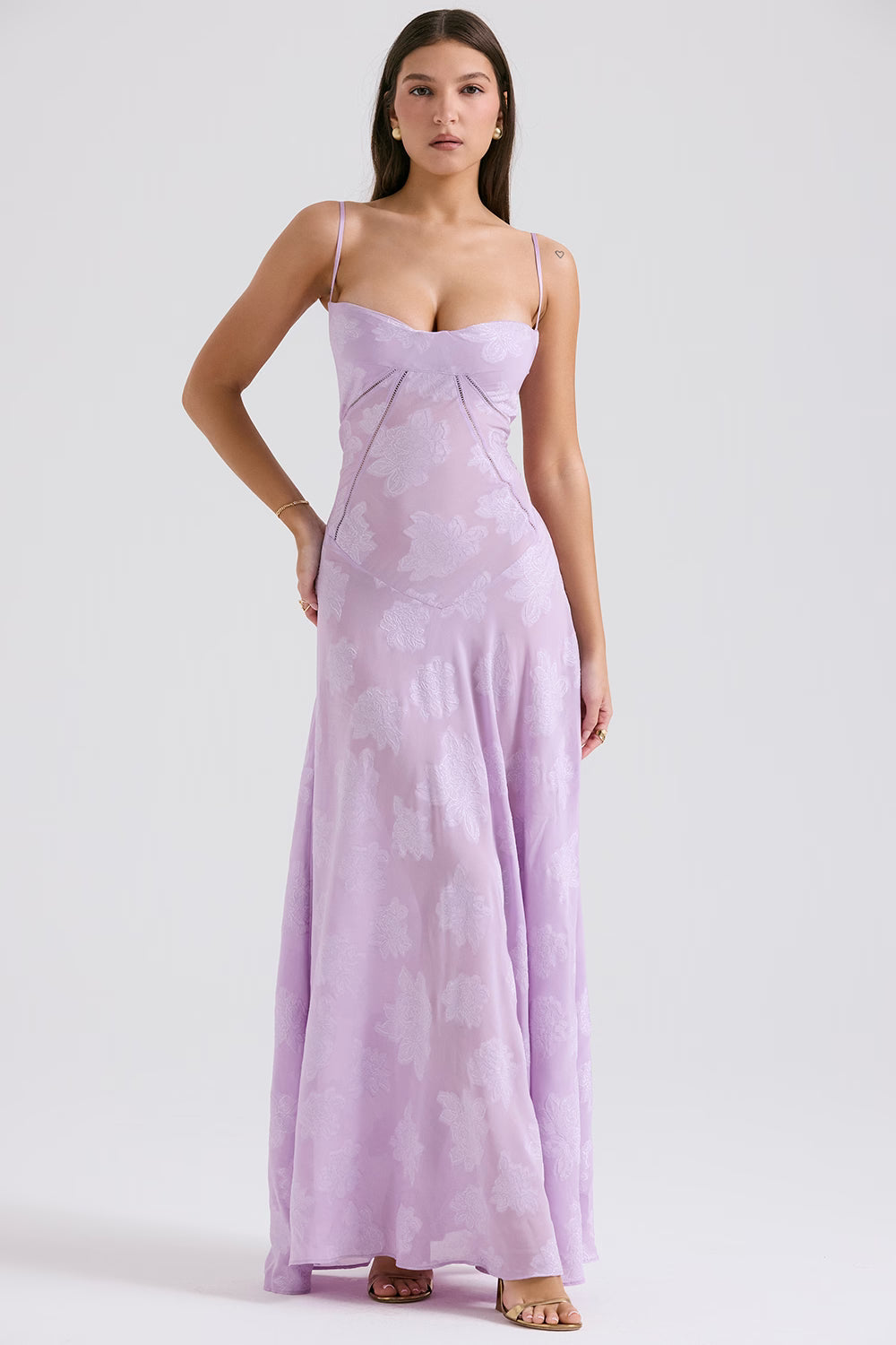 Velorage Julieann Cicek Dantelli Maxi Elbise | Orkide-XS | Orkide-S | Orkide-M | Orkide-L | Orkide-XL