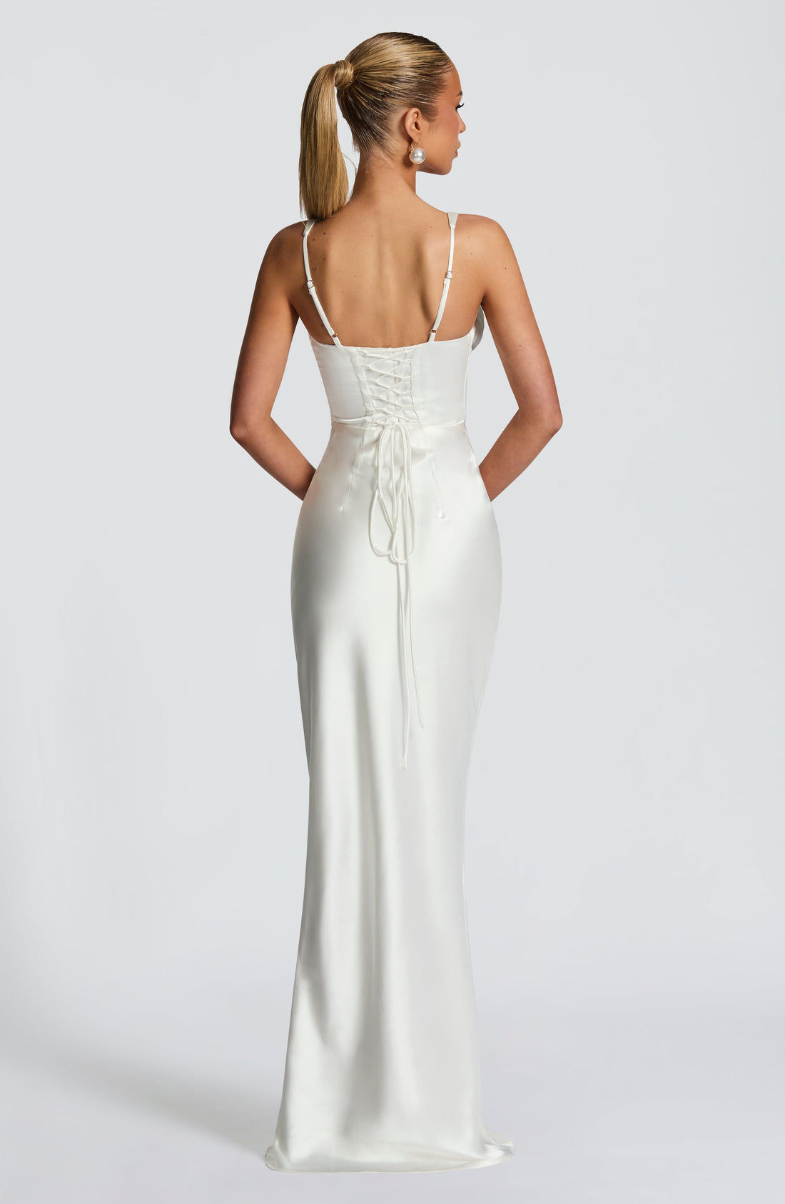 Velorage Taylynn Korse Saten Maksi Elbise | BBF3234-D- IVORY - XS | BBF3234-D- IVORY - S | BBF3234-D- IVORY - M | BBF3234-D- IVORY - L | BBF3234-D- IVORY - XL | BBF3234-D- IVORY - XXL