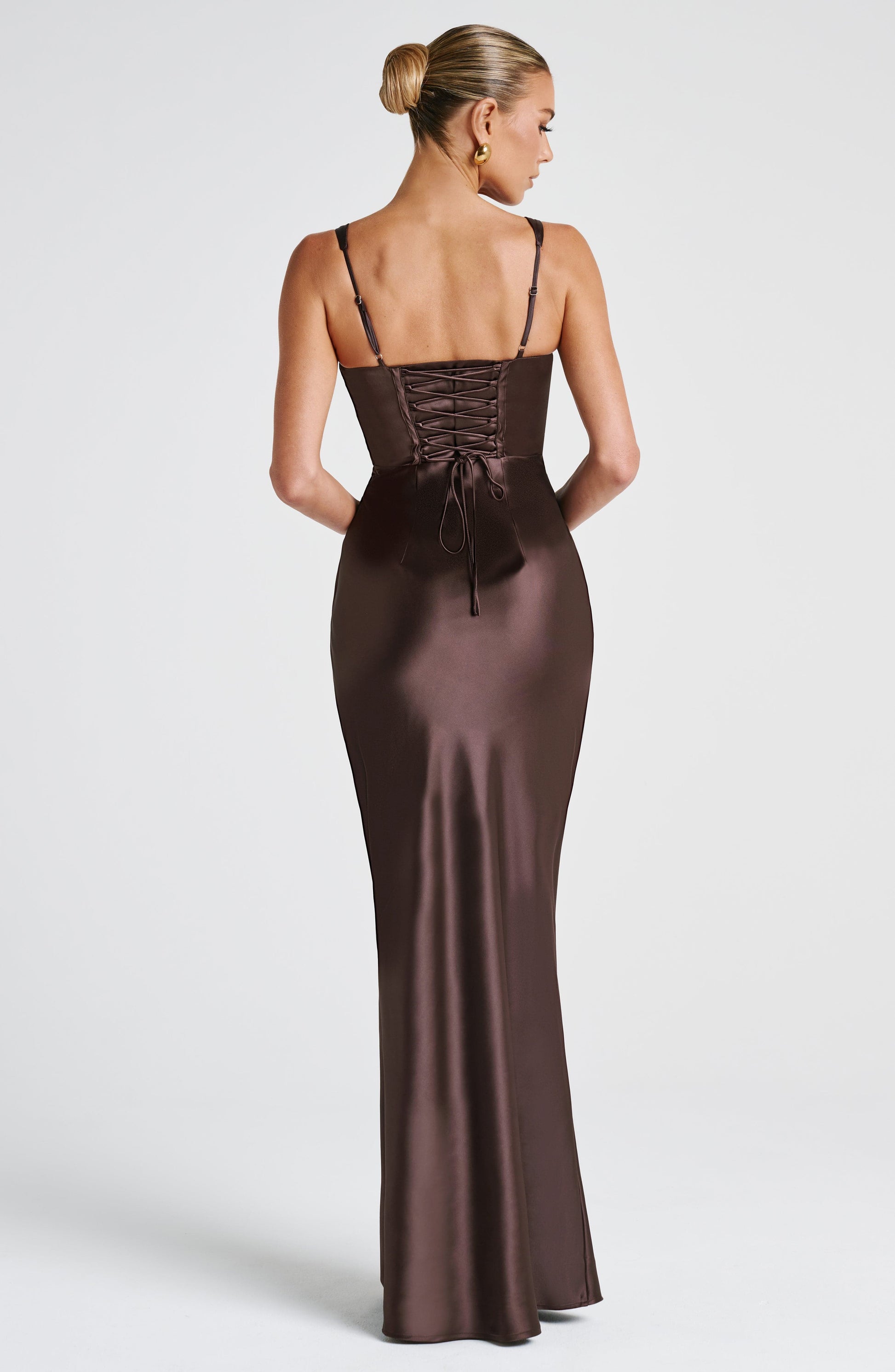 Velorage Avari Saten Korse Maxi Elbise