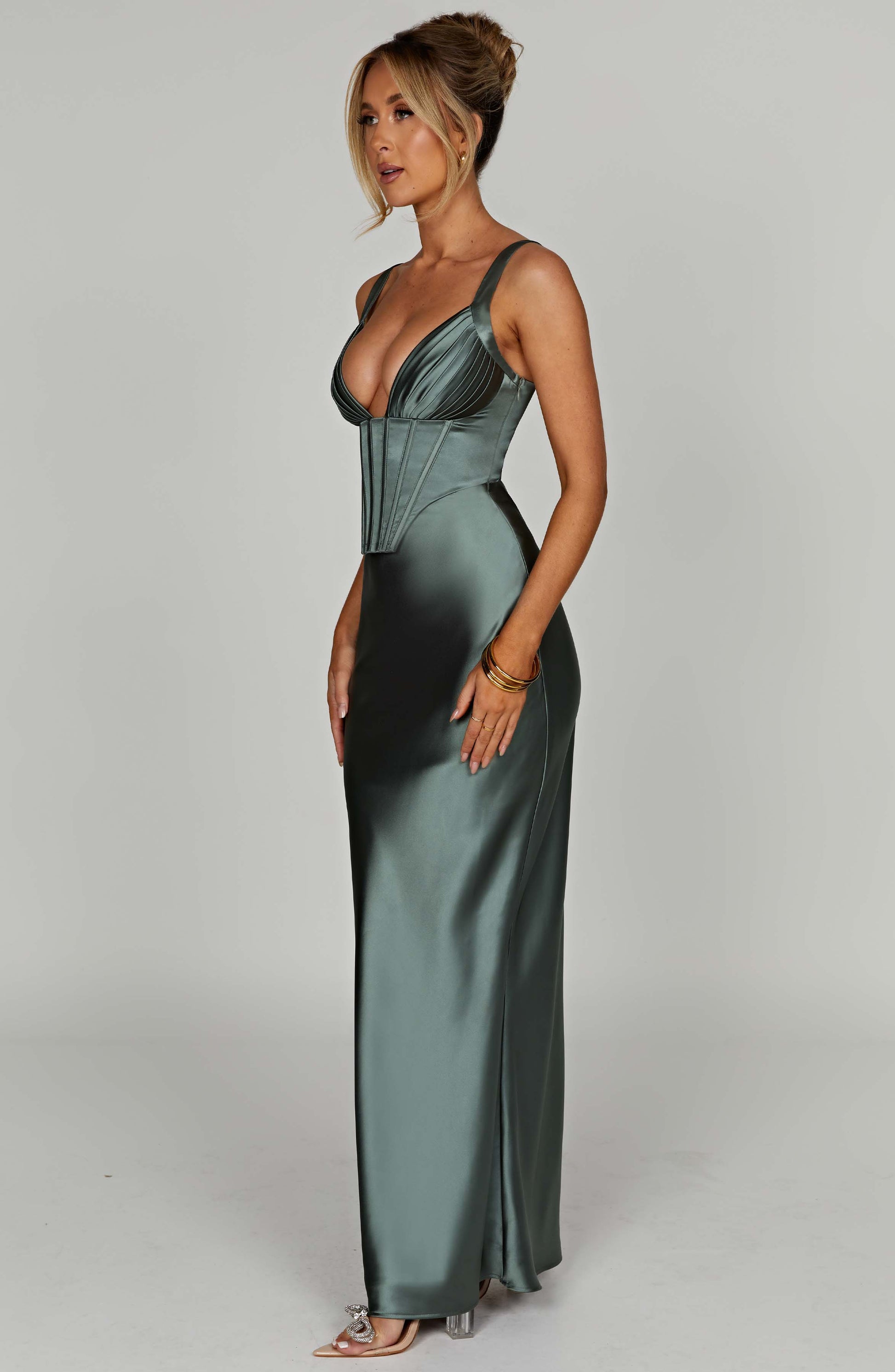 Velorage Vanellope Halter Korseli Saten Maxi Elbise