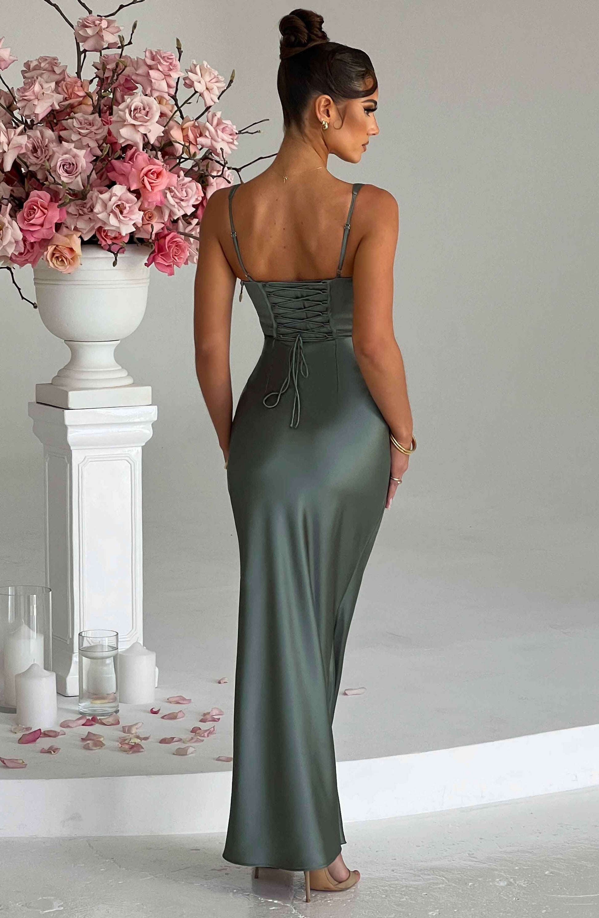 Velorage Vanellope Halter Korseli Saten Maxi Elbise