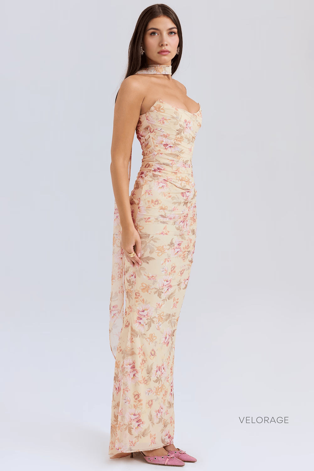 Velorage Aashna Cicekli Bustiyer Etek Takimi | Preto-PP | Preto-P | Preto-M | Preto-G