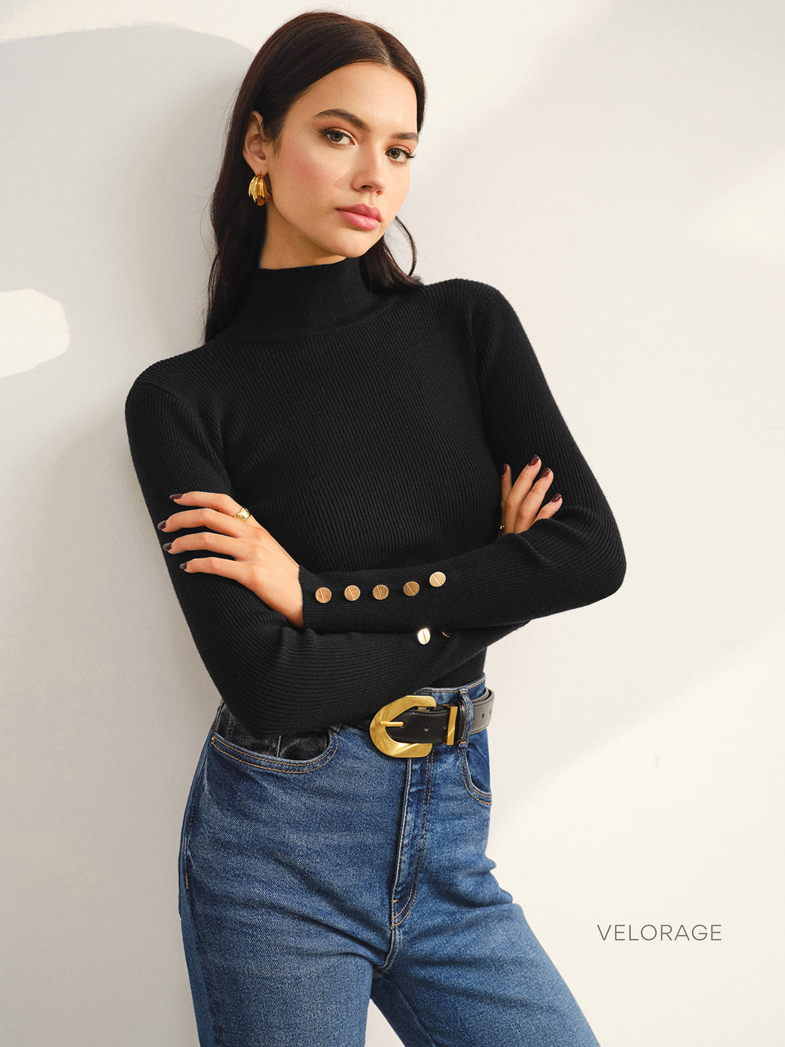 Velorage Addilynne Ribanali Crop Orgu Kazak | OA241105153BKXL