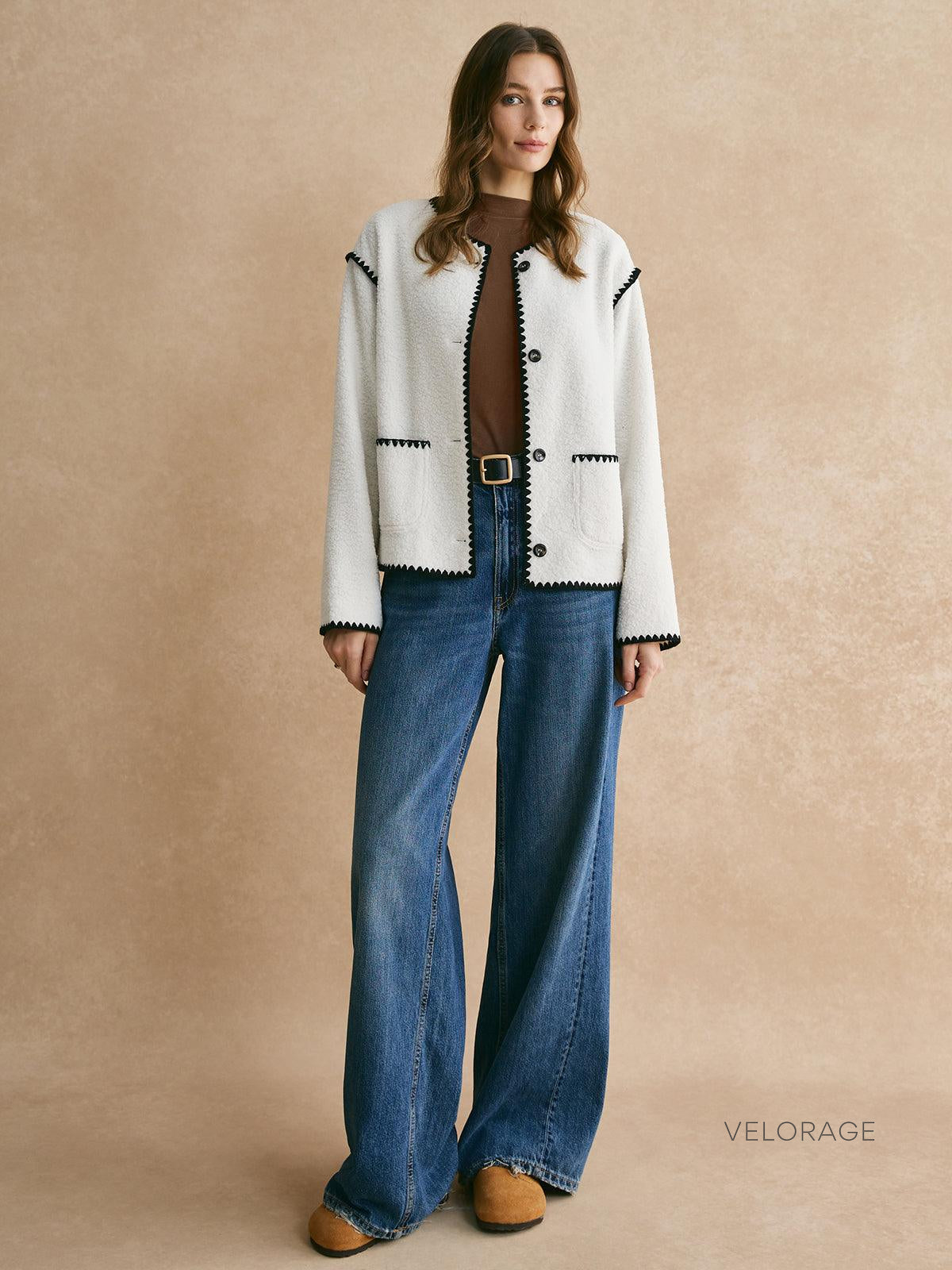 Velorage Aerin Beyaz Kontrast Ceket | OA240816146WEXS | OA240816146WES | OA240816146WEM | OA240816146WEL | OA240816146WEXL