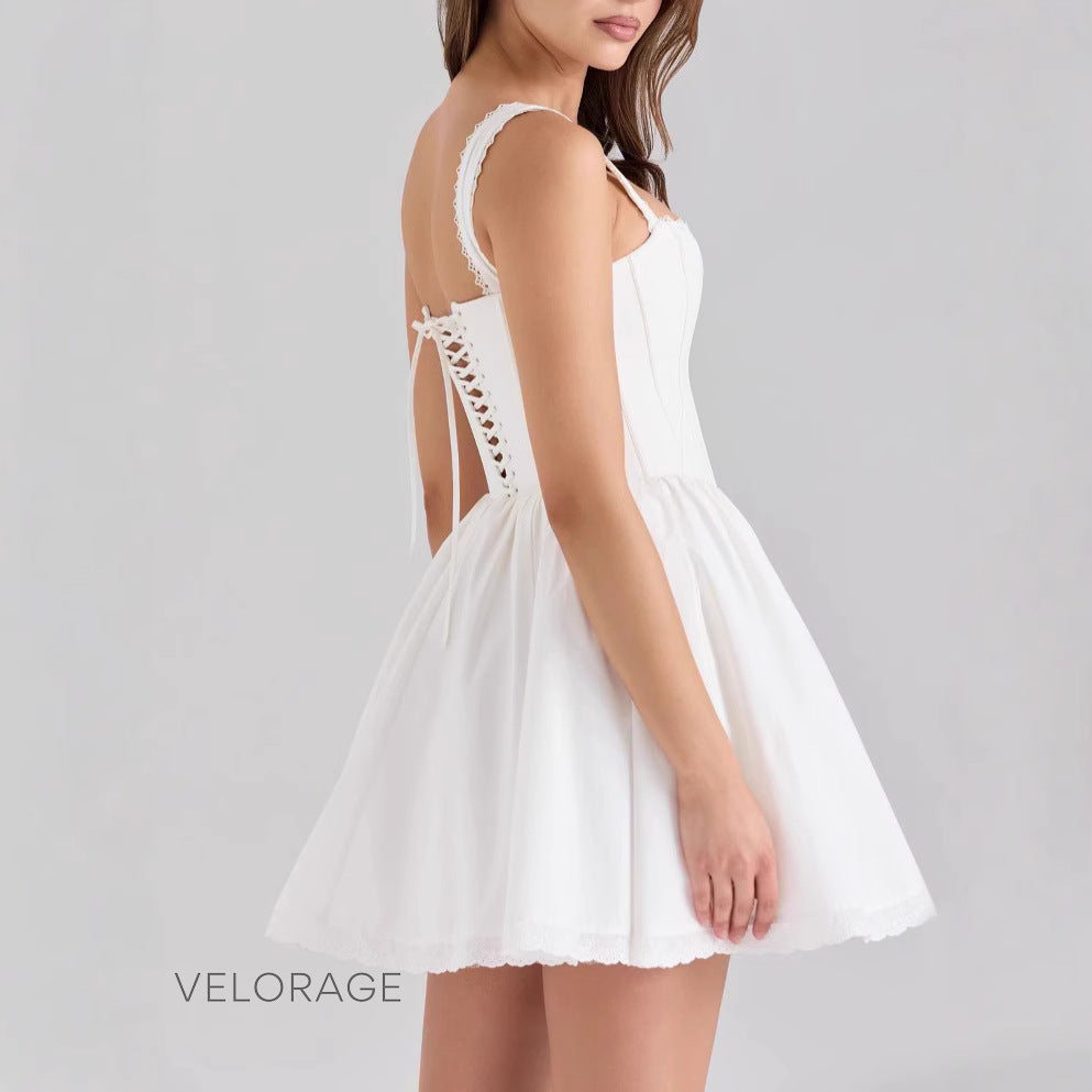 Cambrie Kare Yaka Mini Elbise [MMQIHG4W]