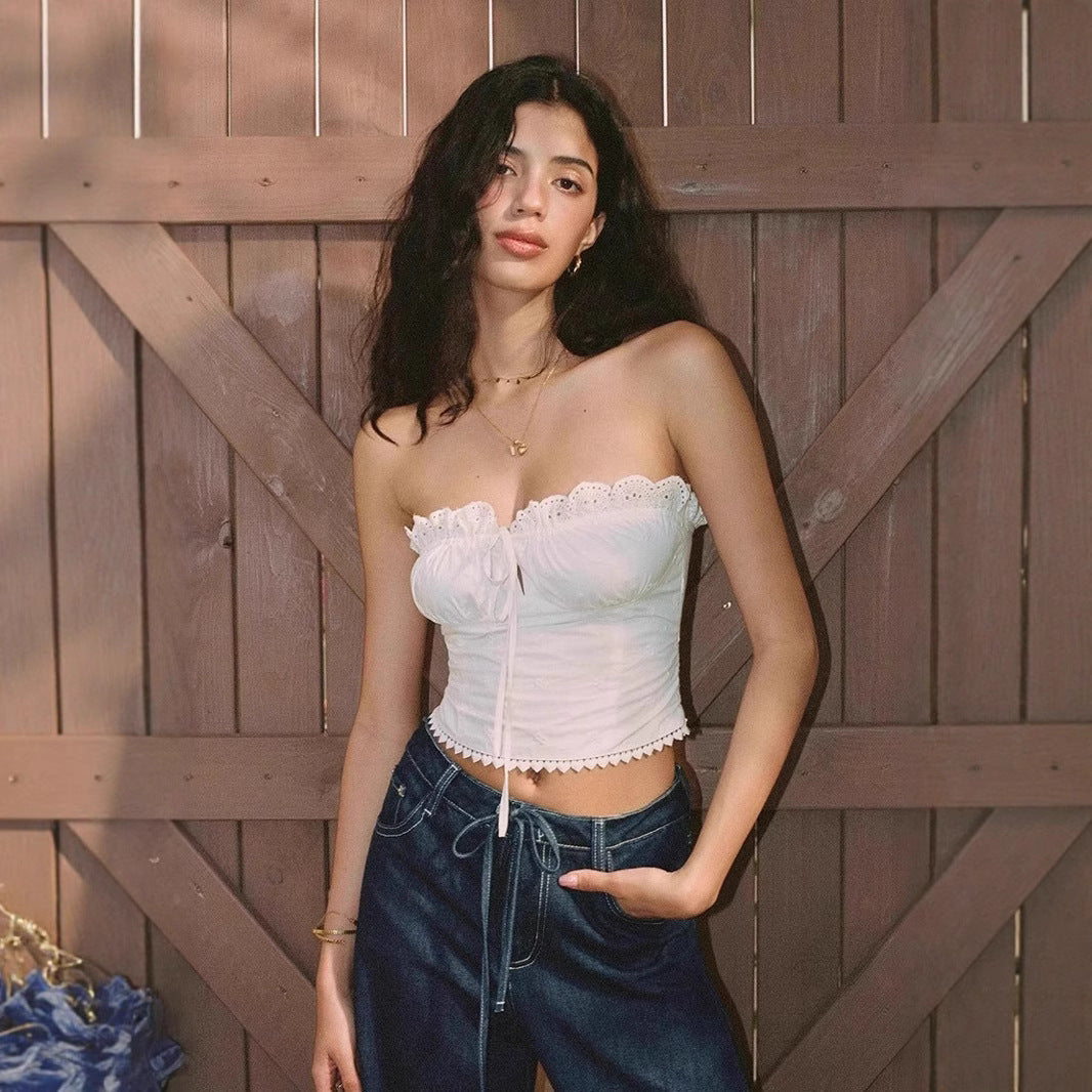 Charm Nakışlı Dantel Bralet [GABGZIB8]