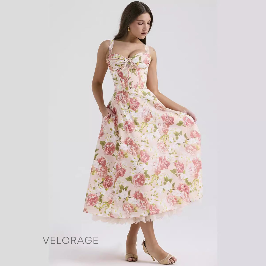 Clarity Romantik Çiçekli Askılı Elbise [VYM4SM8A]