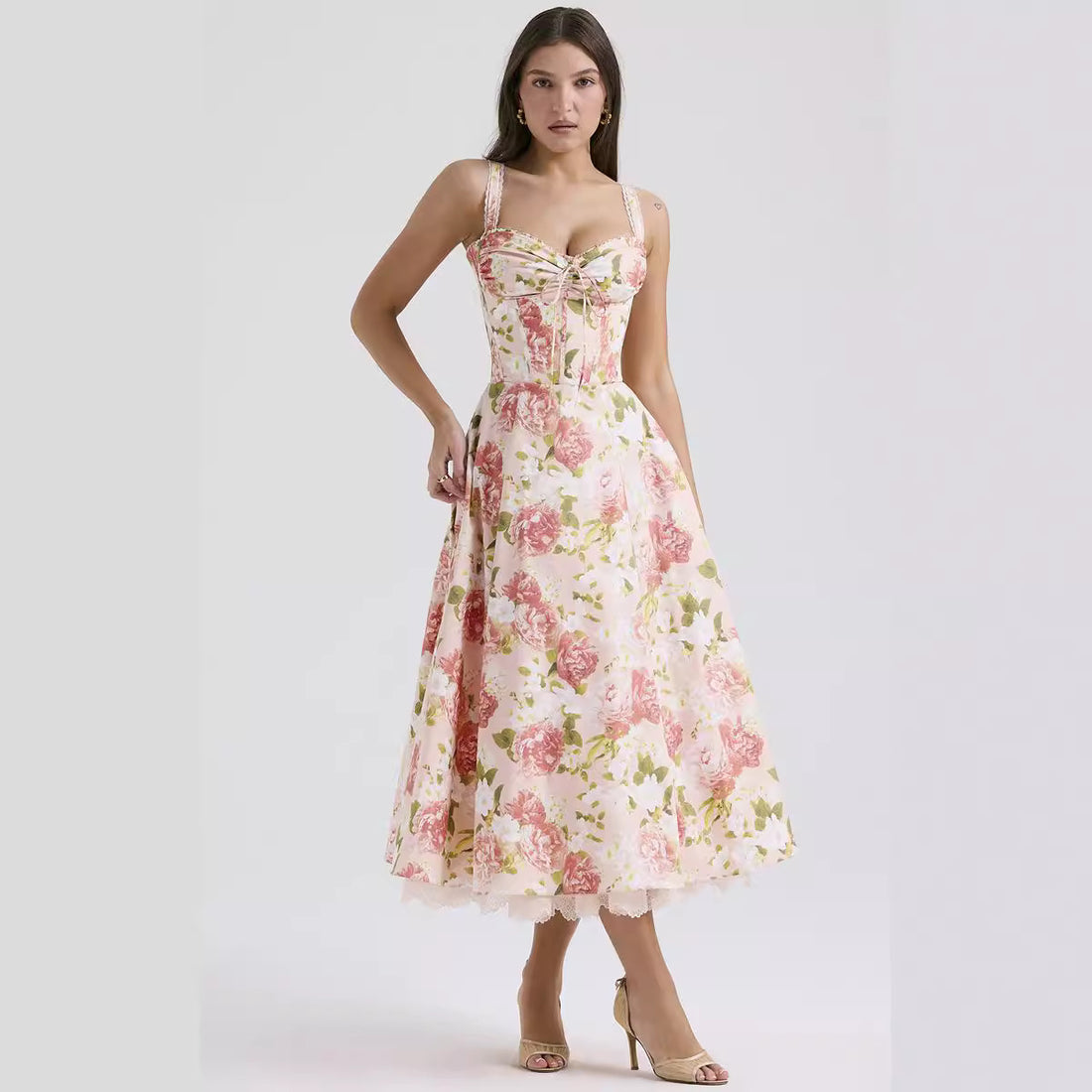 Clarity Romantik Çiçekli Askılı Elbise [VYM4SM8A]
