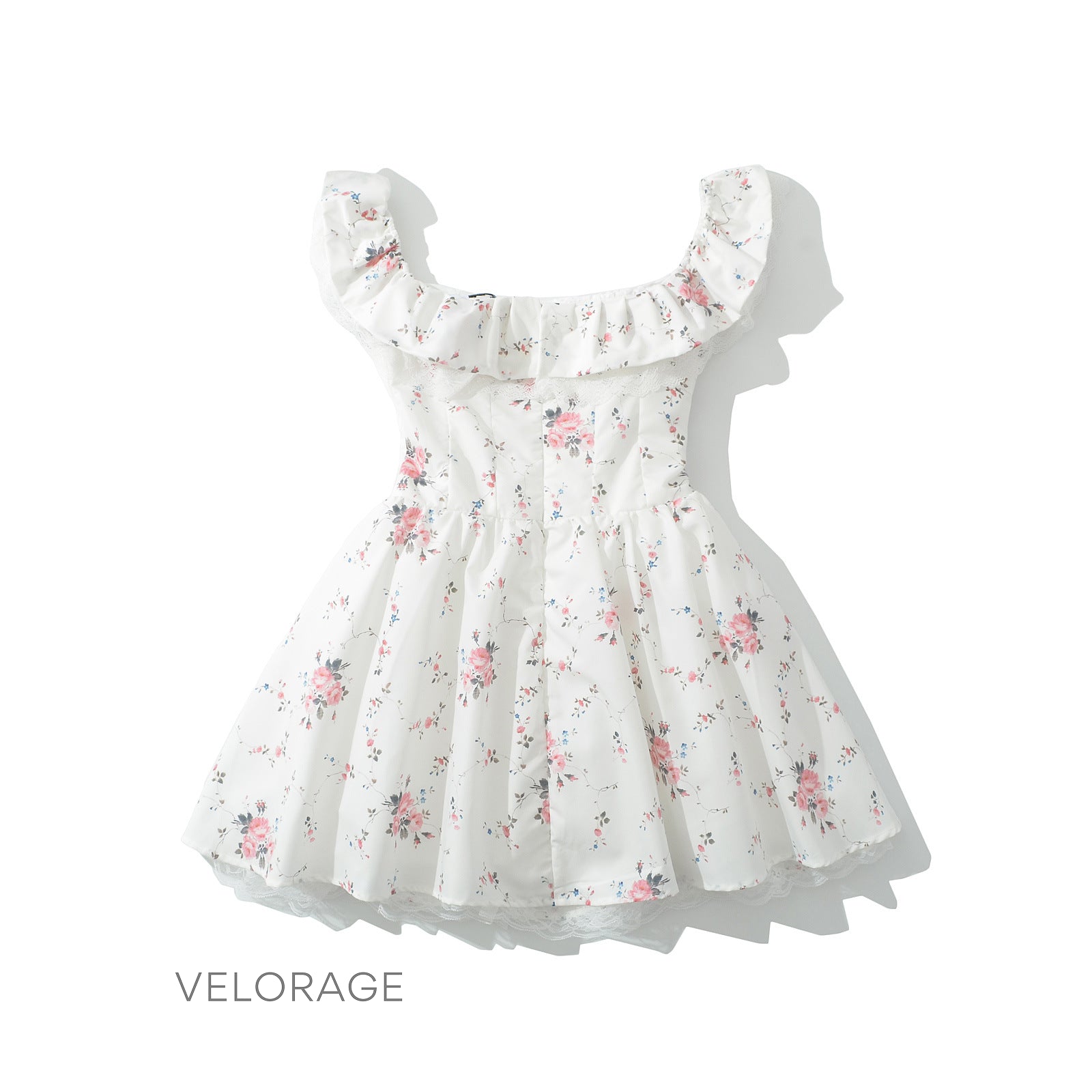 Cree Çiçekli Puf Kollu Mini Elbise [WJASKPRT]