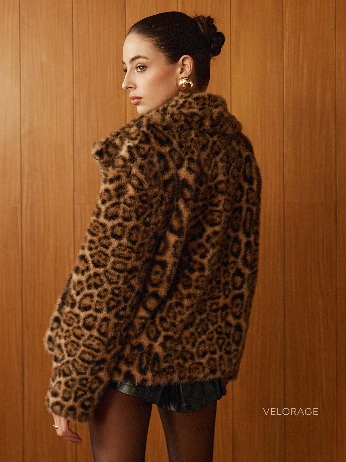 Velorage Elinor Luks Pelus Leopar Ceket | OA241029082COAXS | OA241029082COAS | OA241029082COAM | OA241029082COAL | OA241029082COAXL