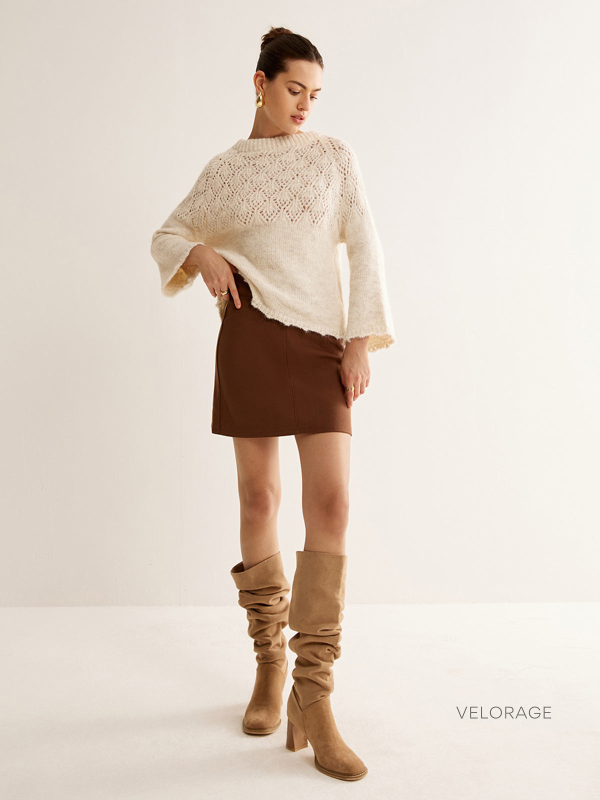 Velorage Elloise Fiyonk Detayli Orgu Kazak | Kayisi-S | Kayisi-M | Kayisi-L