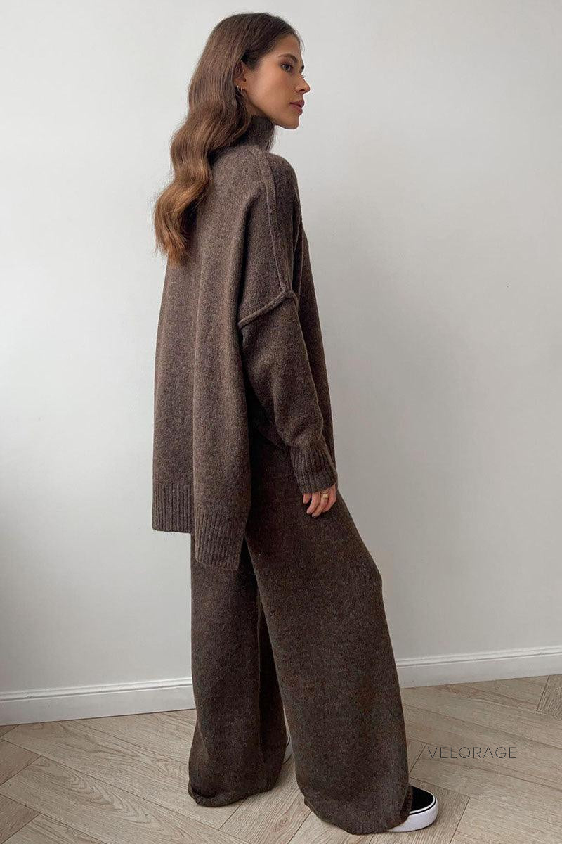 Velorage Goldy Cozy Orgu Pantolon Seti | Kahve-S | Kahve-M | Kahve-L