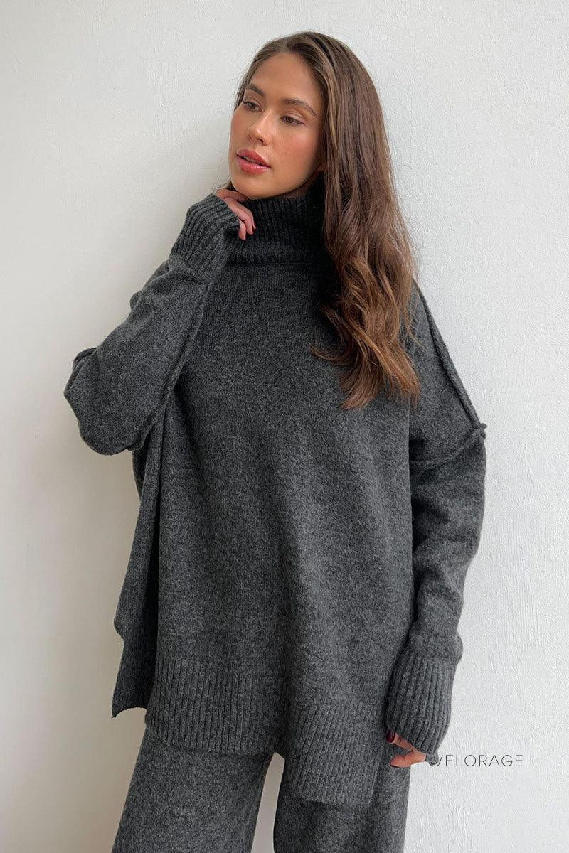 Velorage Goldy Cozy Orgu Pantolon Seti | Gri-S | Gri-M | Gri-L