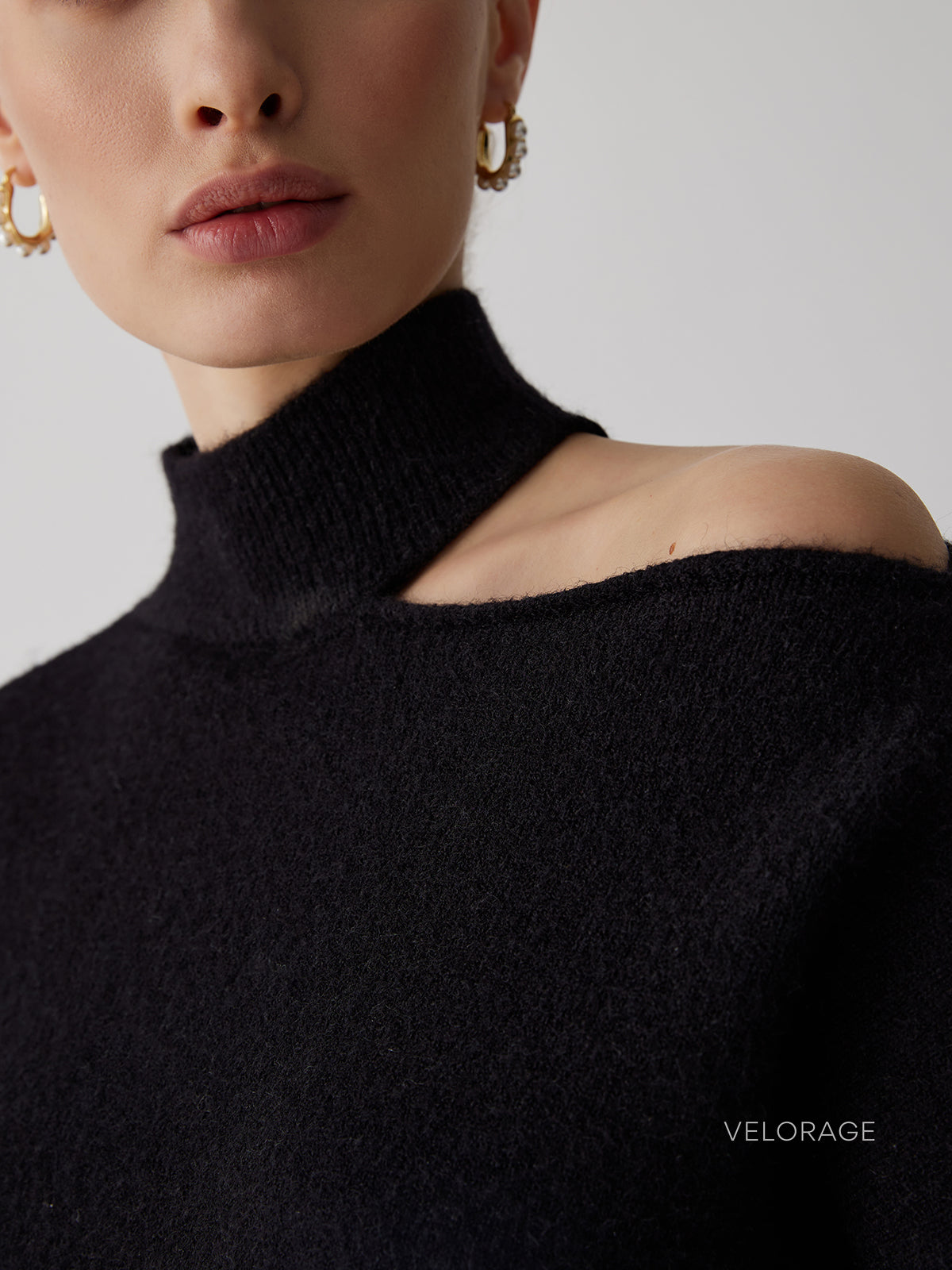 Velorage Italy Acik Omuz Triko Kazak | 16400-NG1733472968-black-S | 16400-NG1733472968-black-M | 16400-NG1733472968-black-L