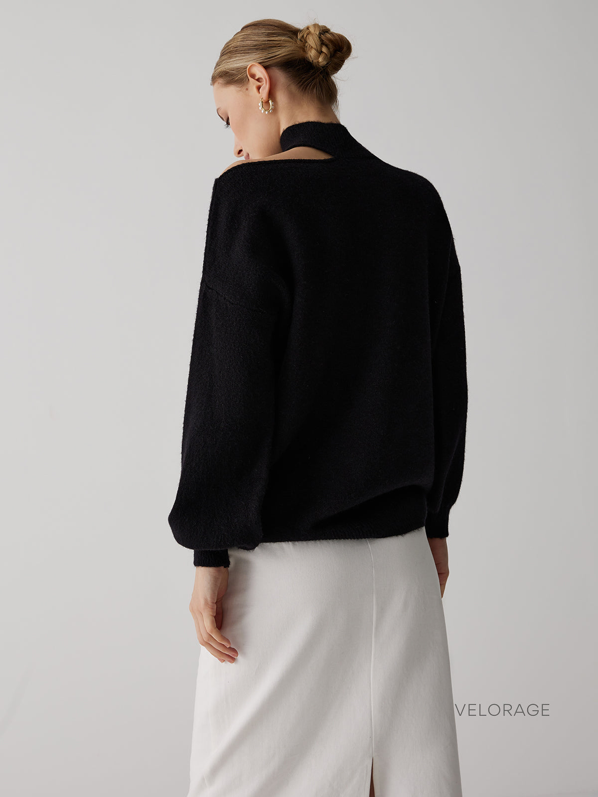 Velorage Italy Acik Omuz Triko Kazak | 16400-NG1733472968-black-S | 16400-NG1733472968-black-M | 16400-NG1733472968-black-L