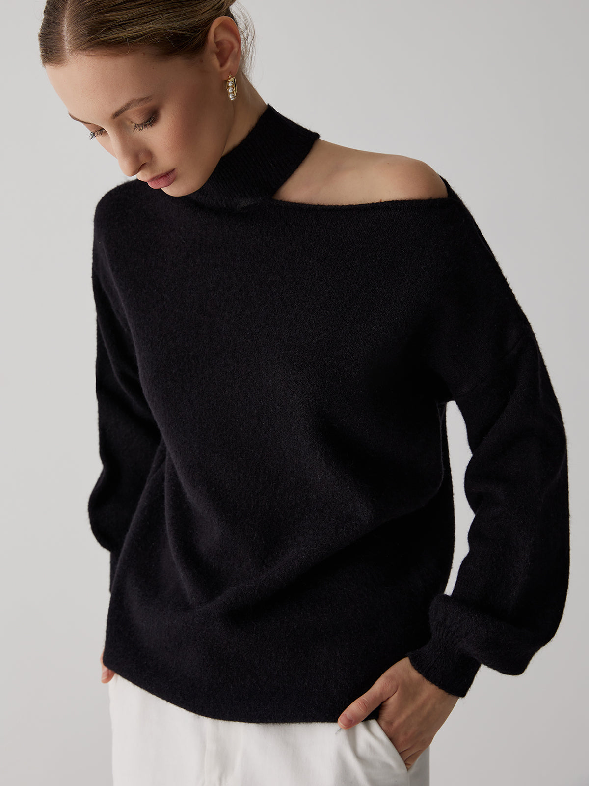 Velorage Italy Acik Omuz Triko Kazak | 16400-NG1733472968-black-S | 16400-NG1733472968-black-M | 16400-NG1733472968-black-L