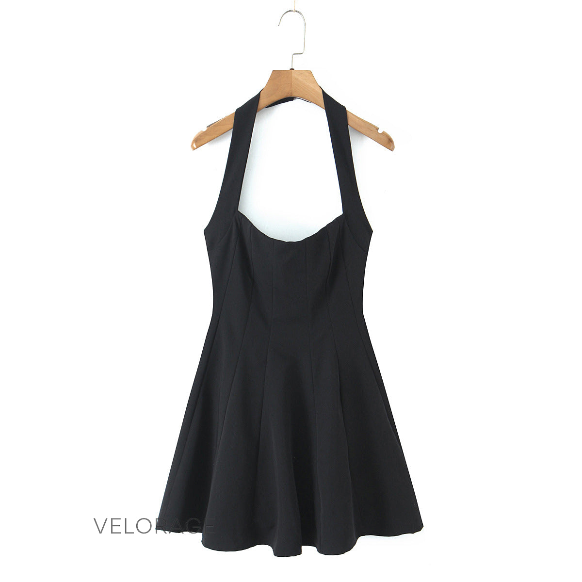 Jenny Siyah Halter Midi Elbise [BBMI3Y7J]