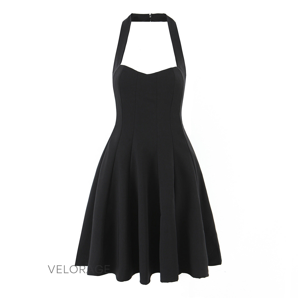 Jenny Siyah Halter Midi Elbise [DKTV3BZ2]