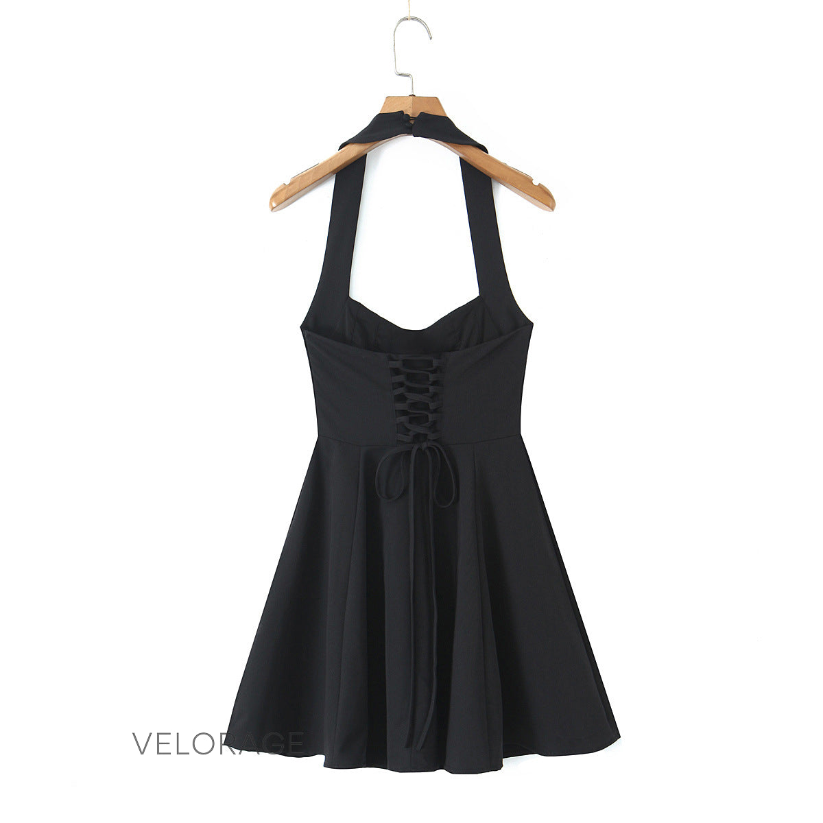 Jenny Siyah Halter Midi Elbise [GAHI6KPP]