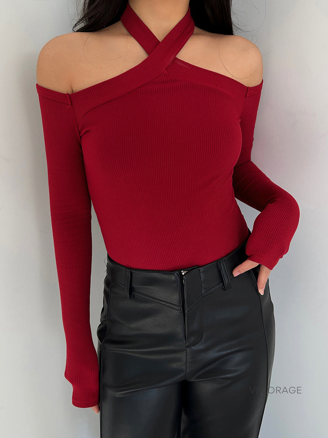 Velorage Kalia Capraz Yaka Uzun Kollu Kazak | OA241102127RDBXS | OA241102127RDBS | OA241102127RDBM | OA241102127RDBL | OA241102127RDBXL