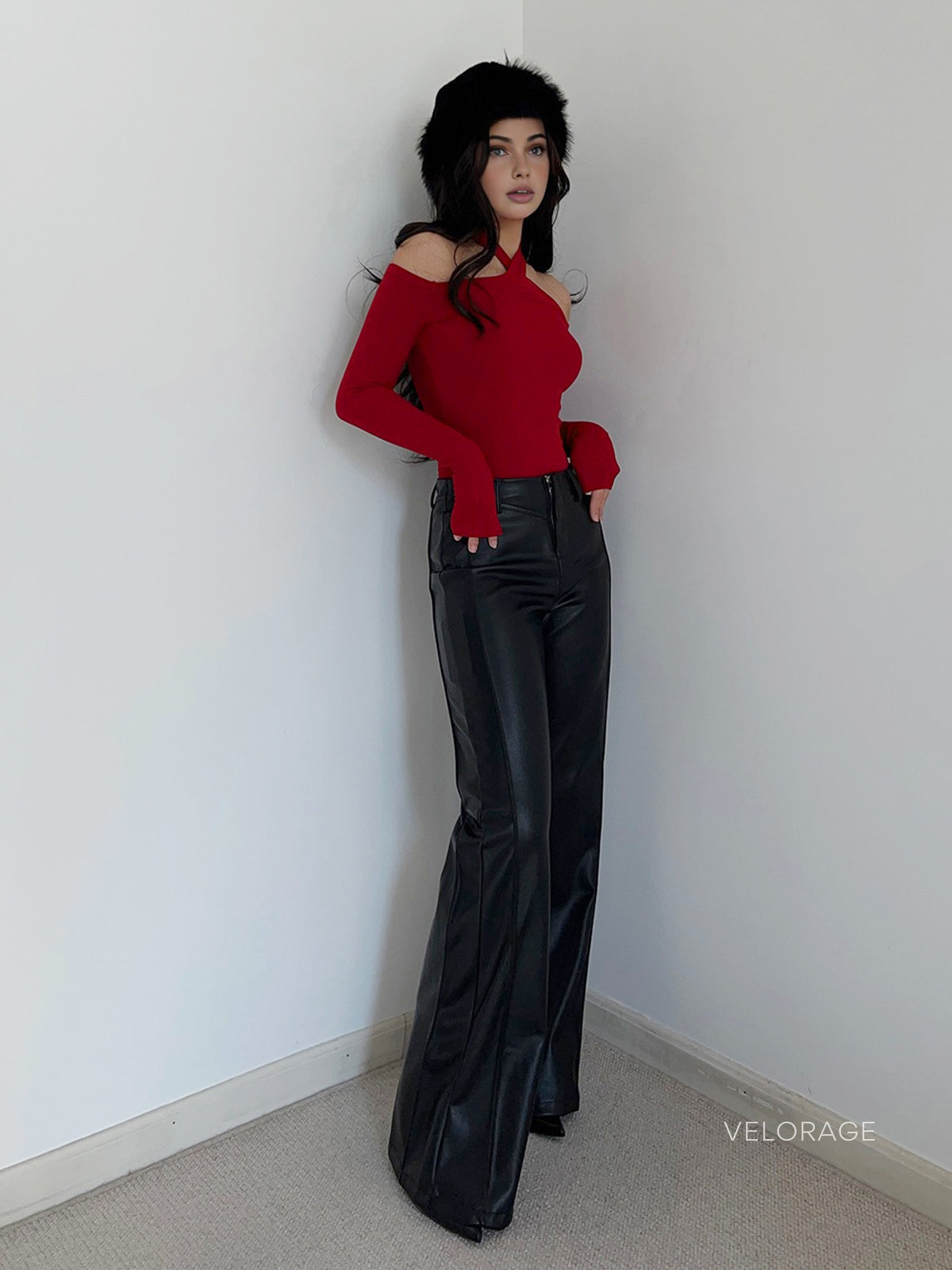 Velorage Kalia Capraz Yaka Uzun Kollu Kazak | OA241102127BKXS | OA241102127BKS | OA241102127BKM | OA241102127BKL | OA241102127BKXL