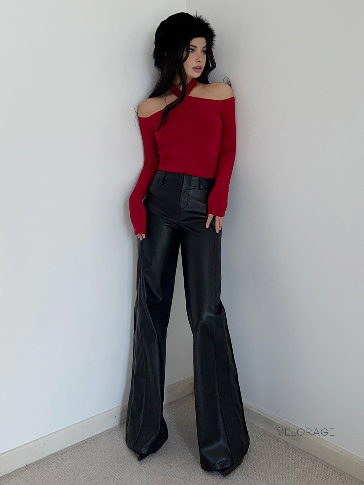 Velorage Kalia Capraz Yaka Uzun Kollu Kazak | OA241102127BKXS | OA241102127BKS | OA241102127BKM | OA241102127BKL | OA241102127BKXL