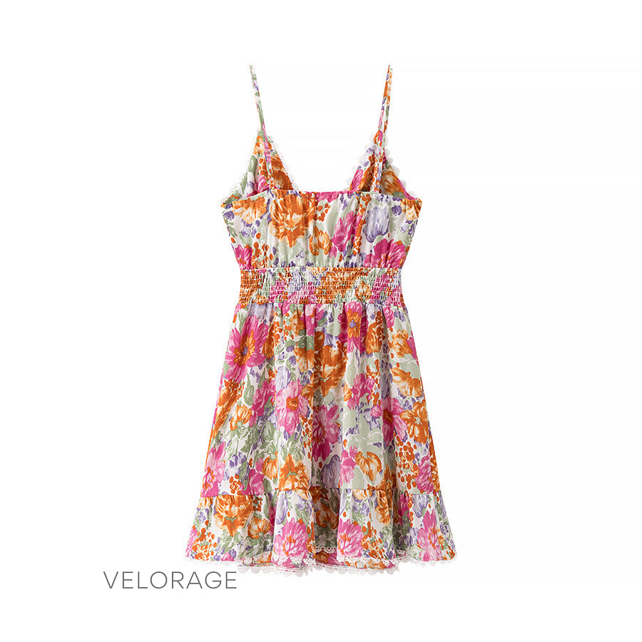 Kariah Volanlı Çiçekli Mini Elbise [0DP1CJU8]