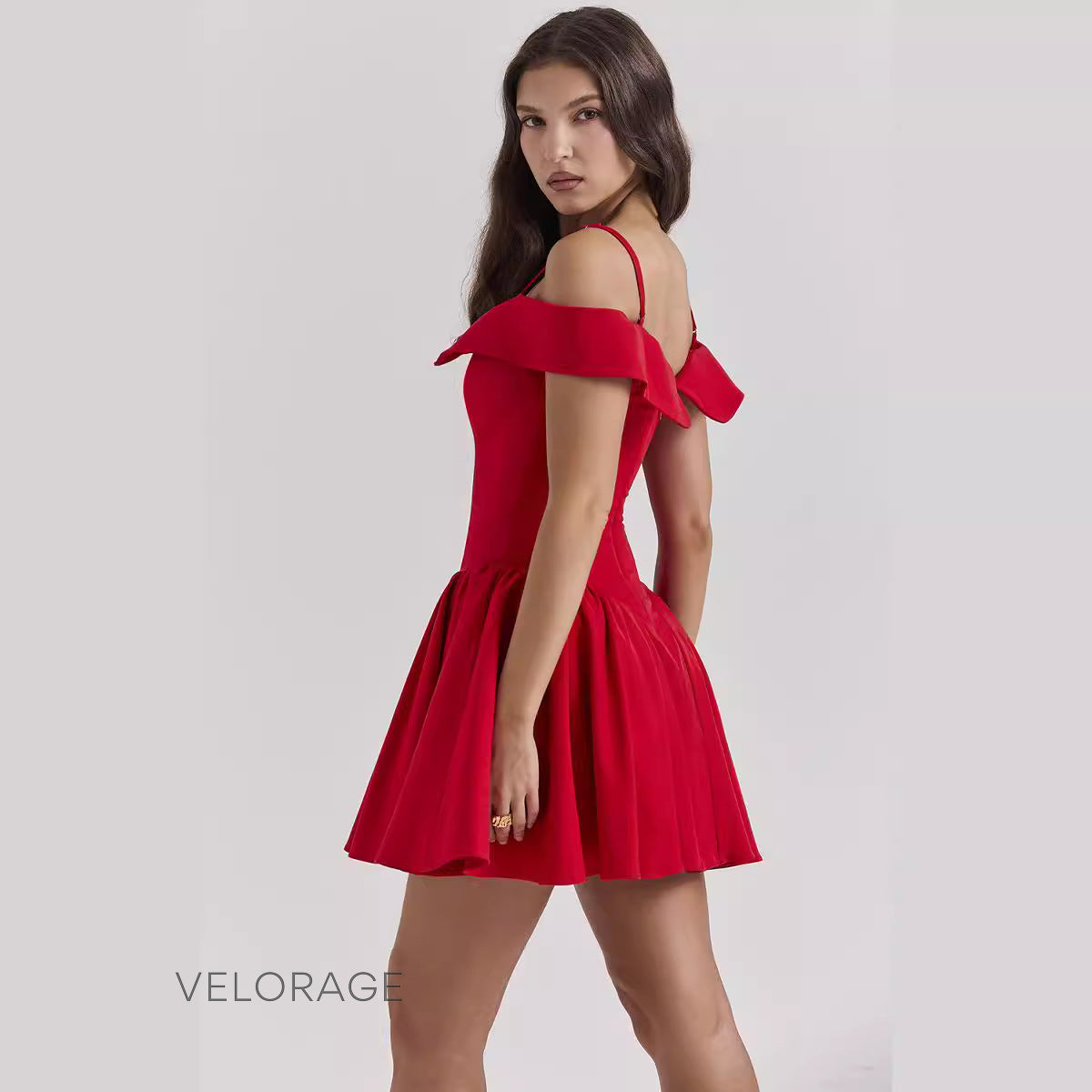 Marianne Omuz Dekolteli Piliseli Mini Elbise [ELJG6ADC]