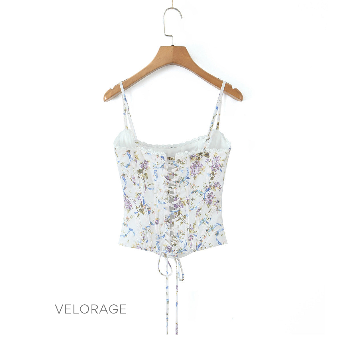 Maysen Çiçekli Retro Crop Bluz [LJMZAKPD]