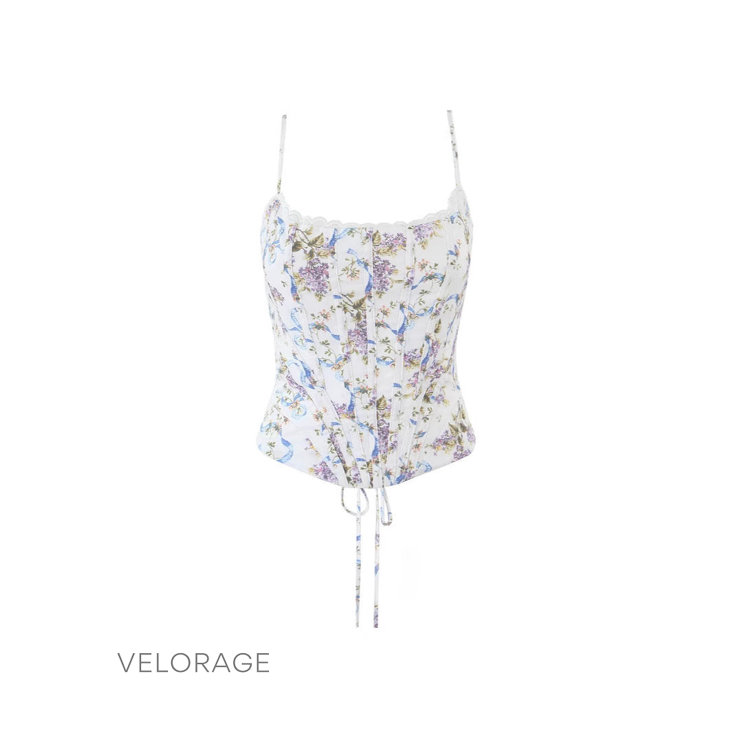 Maysen Çiçekli Retro Crop Bluz [AHW3AGF6]