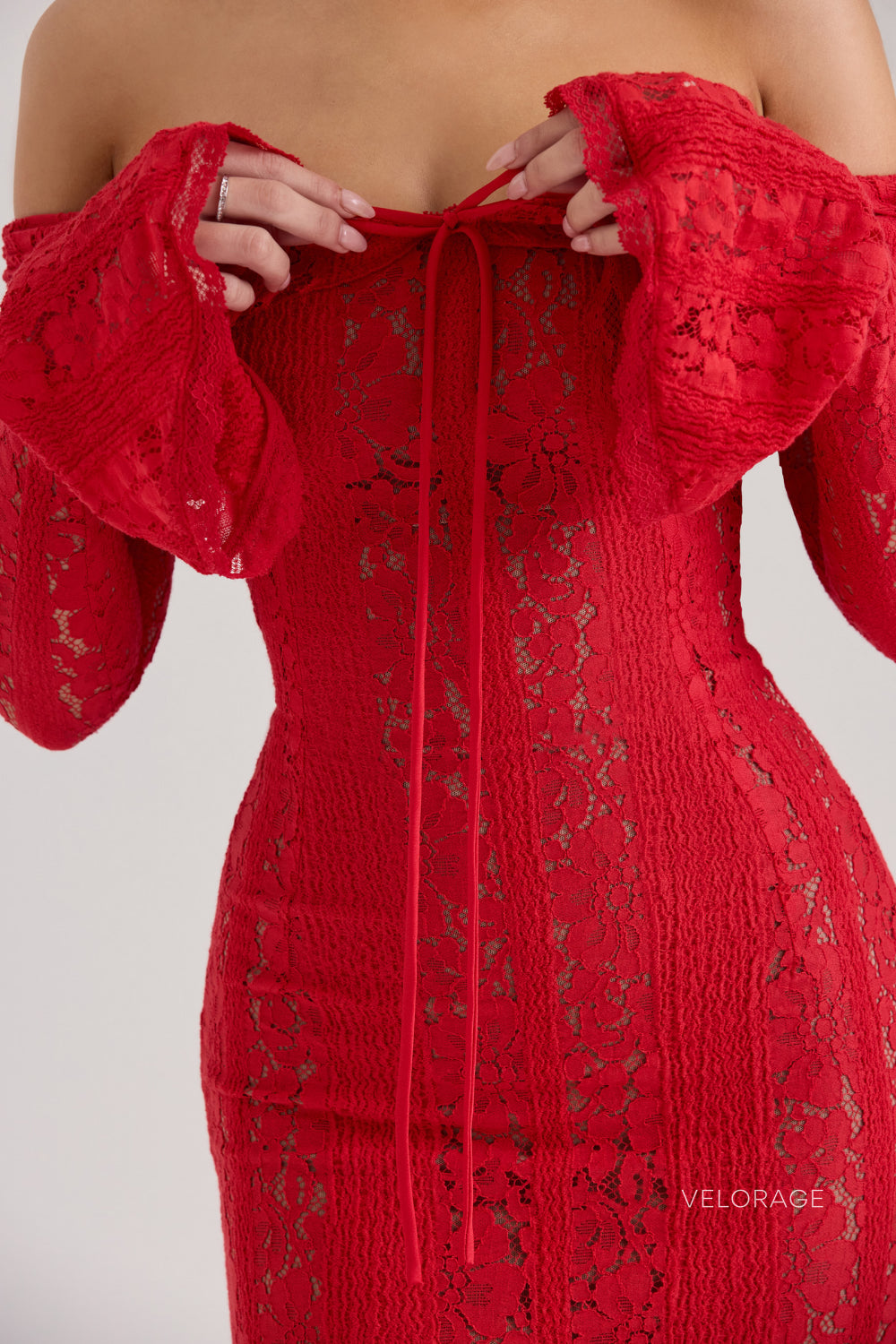 Velorage Nikole Dantel Uzun Kollu Maxi Elbise | 2533 | 2534 | 2535 | 2536