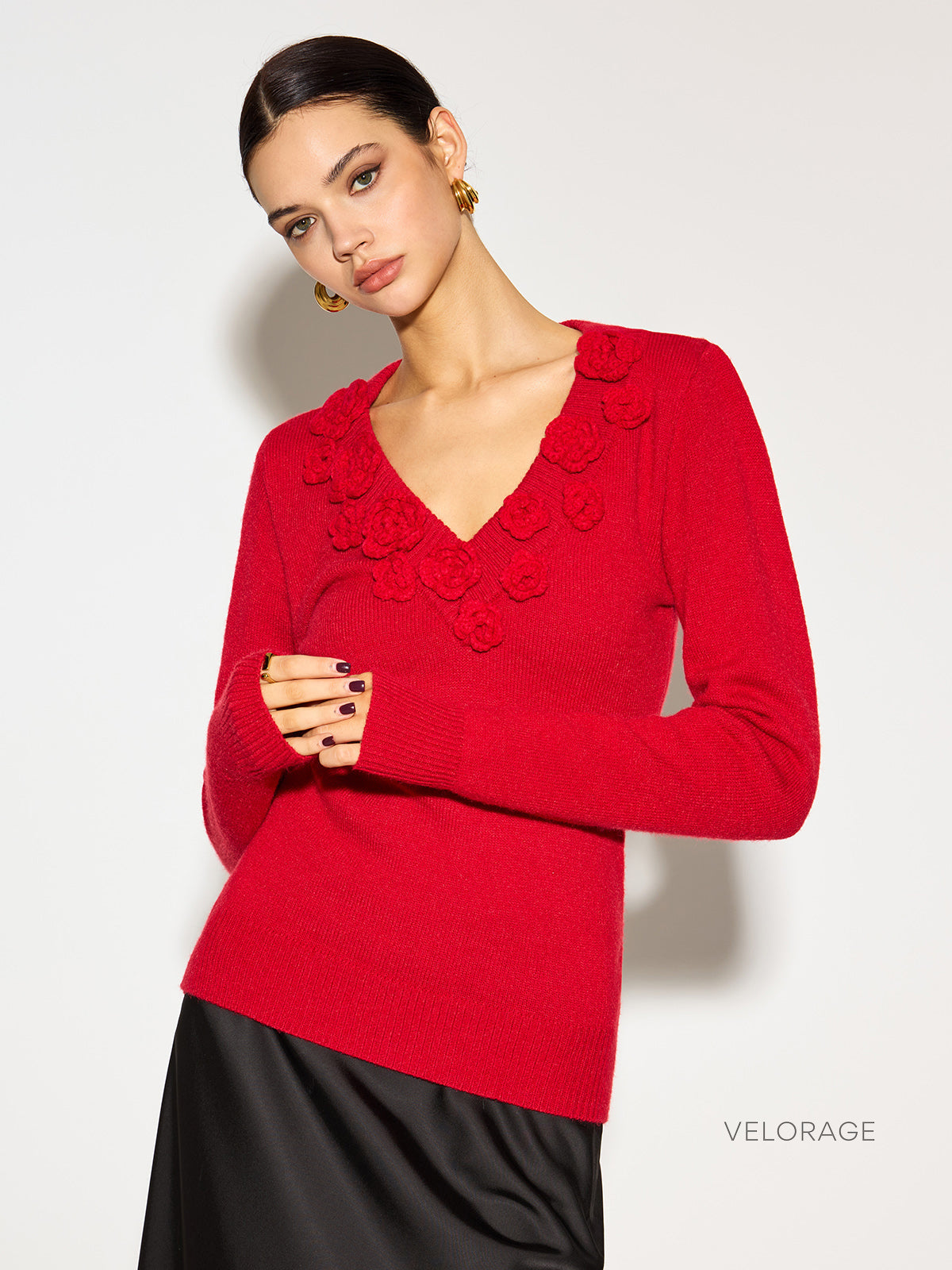 Velorage Richelle 3D Cicekli Orgu Top | OA241119042RDL