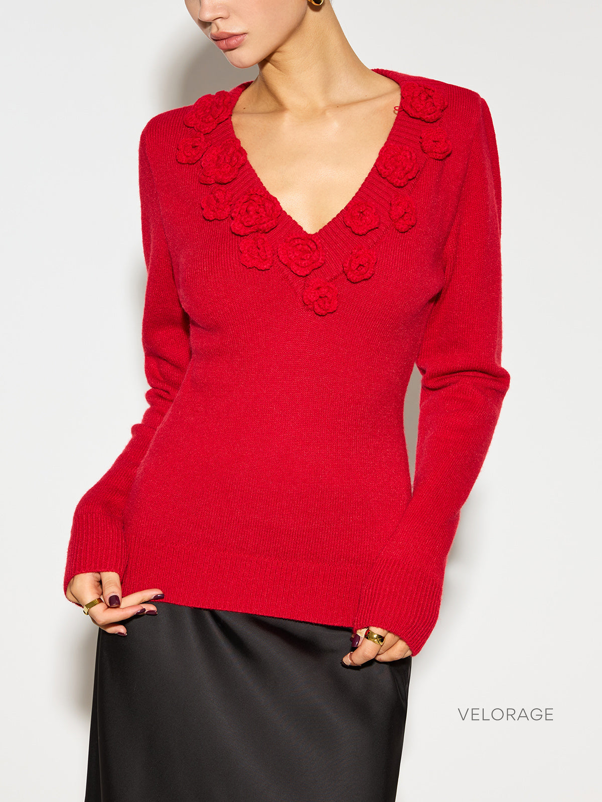 Velorage Richelle 3D Cicekli Orgu Top | OA241119042RDL