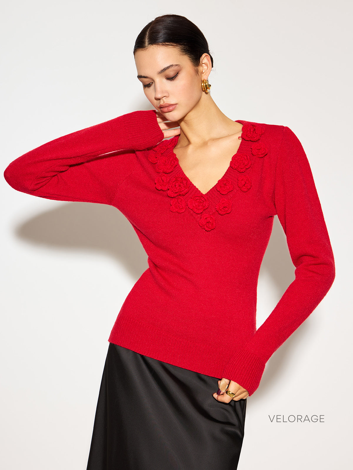 Velorage Richelle 3D Cicekli Orgu Top | OA241119042RDL