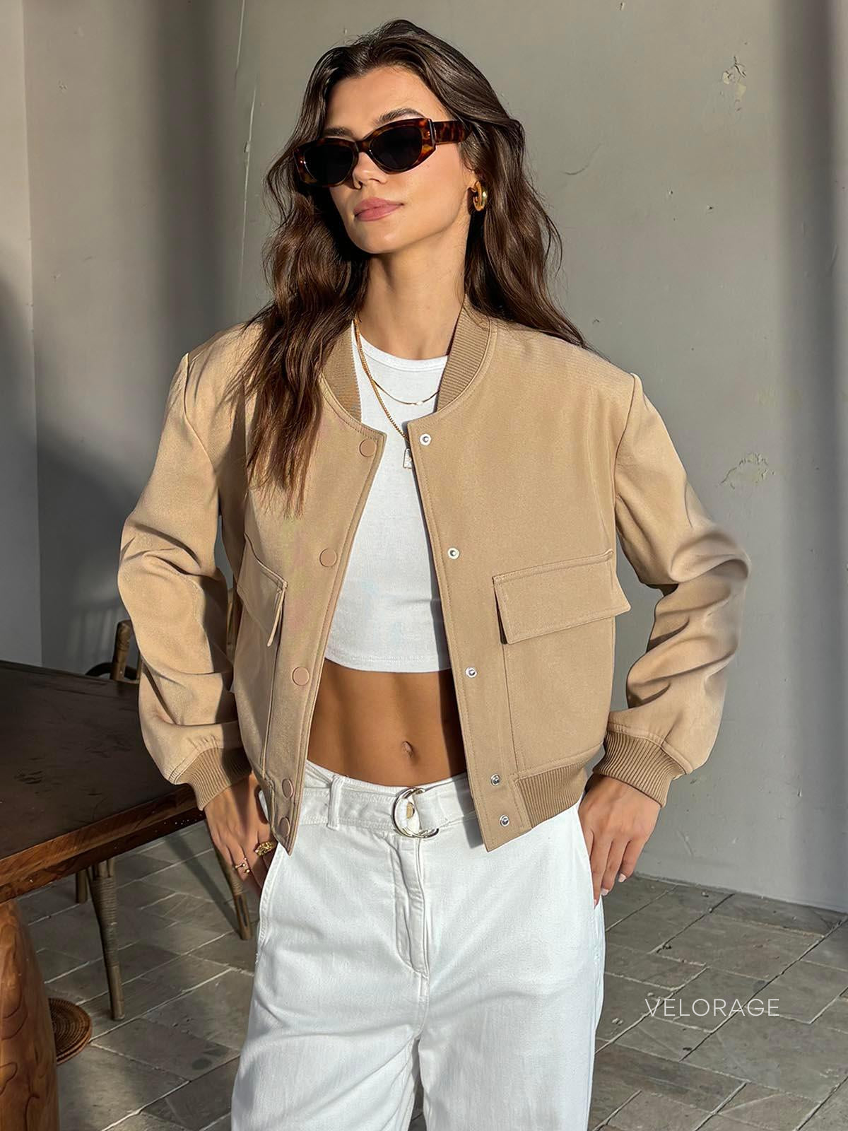 Velorage Taniyah Haki Ribana Bomber Ceket | OA240815026YWEXS | OA240815026YWES | OA240815026YWEM | OA240815026YWEL | OA240815026YWEXL