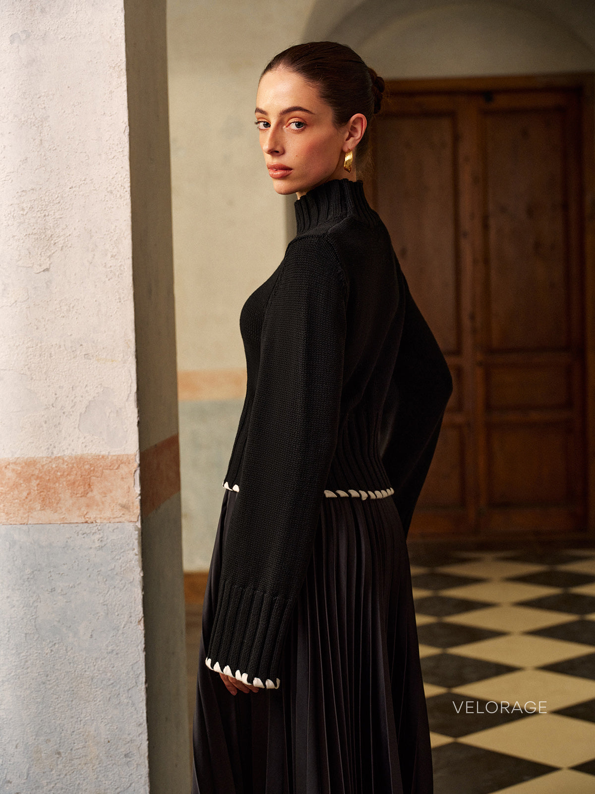 Velorage Zelda Kontrast Biye Nervurlu Orgu Kazak | OA241029059BKXS | OA241029059BKS | OA241029059BKM | OA241029059BKL | OA241029059BKXL