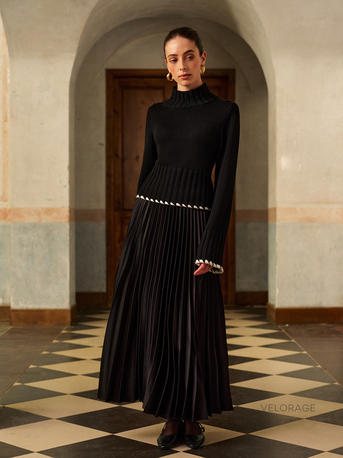 Velorage Zelda Kontrast Biye Nervurlu Orgu Kazak | OA241029059BKXS | OA241029059BKS | OA241029059BKM | OA241029059BKL | OA241029059BKXL